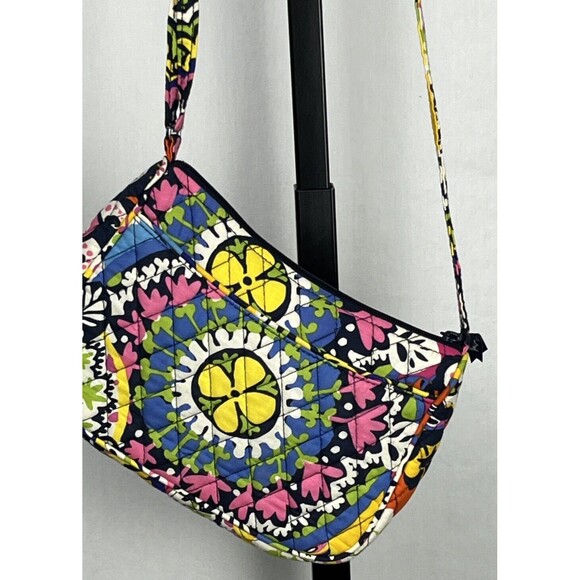 Vera Bradley Bag Rio Carryall Crossbody Quilted Purse Yellow Green Floral Zipper - Picture 2 of 7